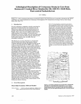 Lithological Description of Cretaceous Strata in Core from Kennecott Crooked River Kimberlite SK-168-93-1 Drill Hole, East-Central Saskatchewan