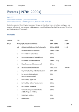 Estates (1970S-2000S)