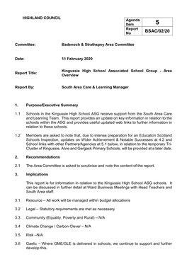Item 5: Kingussie Associated School Group: Area Overview