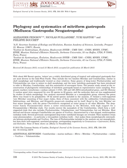 Phylogeny and Systematics of Mitriform Gastropods