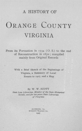 A History of Orange County, Virginia