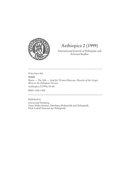 Aethiopica 2 (1999) International Journal of Ethiopian and Eritrean Studies