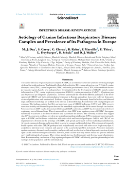 Aetiology of Canine Infectious Respiratory Disease Complex and Prevalence of Its Pathogens in Europe