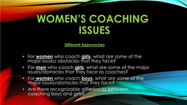 Women's Coaching Issues