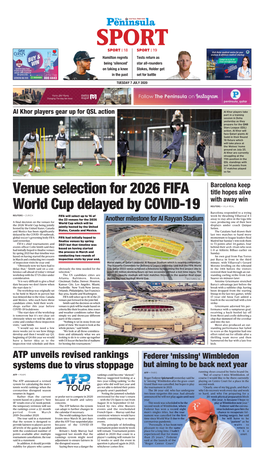 Venue Selection for 2026 FIFA World Cup Delayed by COVID-19