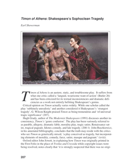 Timon of Athens: Shakespeare's Sophoclean Tragedy