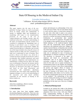 State of Housing in the Medieval Indian City