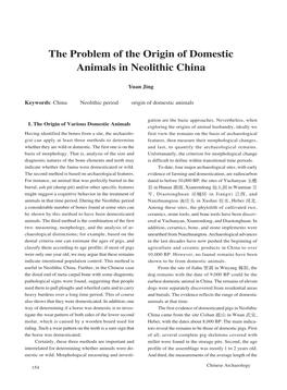 The Problem of the Origin of Domestic Animals in Neolithic China