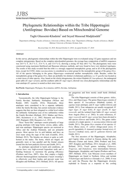 Phylogenetic Relationships Within the Tribe Hippotragini (Antilopinae: Bovidae) Based on Mitochondrial Genome