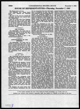 HOUSE of REPRESENTATIVES-Thursday, November 7, 1985 the House Met at 10 A.M