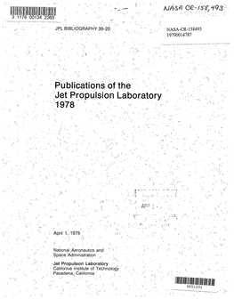 Poblications, Orthe' / , I ·:Jefpro,Pljlsion Laboratory.