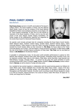 PAUL CAREY JONES Bass-Baritone