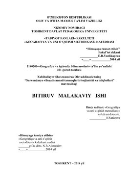 Bitiruv Malakaviy Ishi