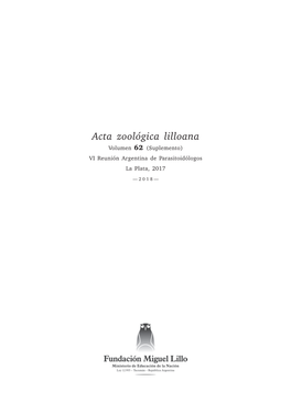 Acta Zoológica Lilloana 62 (Suplemento), 2018 