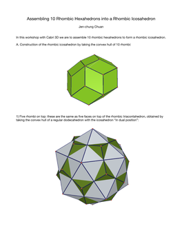 Assembling 10 Rhombic Hexahedrons Into a Rhombic Icosahedron