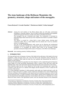 The Stone Landscape of the Hyblaean Mountains: the Geometry, Structure, Shape and Nature of the Muragghio