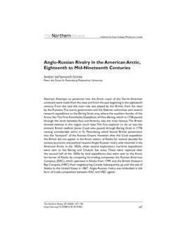 Anglo-Russian Rivalry in the American Arctic, Eighteenth to Mid-Nineteenth Centuries