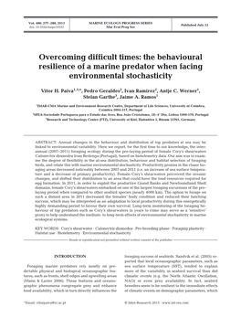 Overcoming Difficult Times: the Behavioural Resilience of a Marine Predator When Facing Environmental Stochasticity