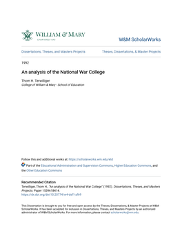 An Analysis of the National War College