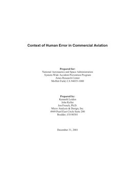 Context of Human Error in Commercial Aviation