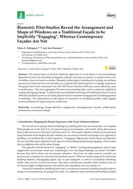 Biometric Pilot-Studies Reveal the Arrangement and Shape of Windows on a Traditional Façade to Be Implicitly “Engaging”, Whereas Contemporary Façades Are Not