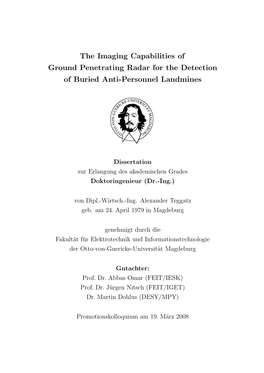 The Imaging Capabilities of Ground Penetrating Radar for the Detection of Buried Anti-Personnel Landmines