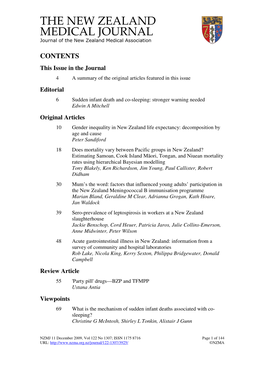 THE NEW ZEALAND MEDICAL JOURNAL Journal of the New Zealand Medical Association
