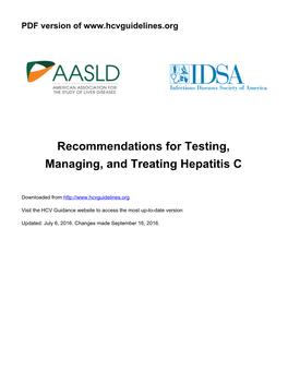 Recommendations for Testing, Managing, and Treating Hepatitis C