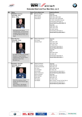 Extended Start List Four Man Bob, Run 3