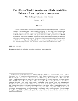 The Effect of Leaded Gasoline on Elderly Mortality