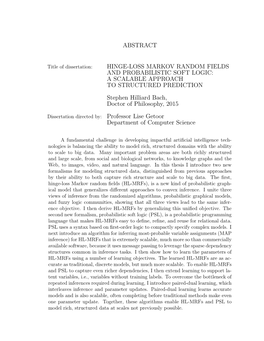 Hinge-Loss Markov Random Fields and Probabilistic Soft Logic: a Scalable Approach to Structured Prediction