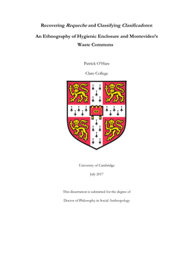 Recovering Requeche and Classifying Clasificadores: an Ethnography of Hygienic Enclosure and Montevideo's Waste Commons