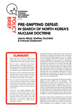 IN SEARCH of NORTH KOREA's NUCLEAR DOCTRINE in SEARCH of NORTH PRE-EMPTING DEFEAT: Nuclear Posture Review Reports