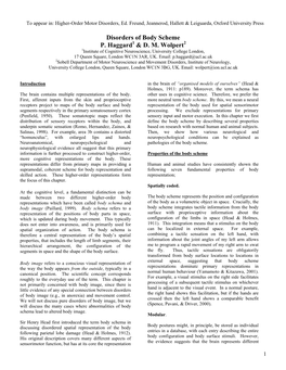 Disorders of Body Scheme P