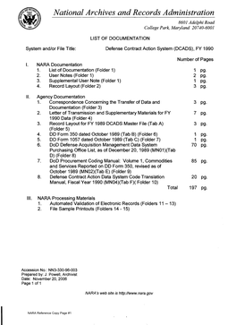 Defense Contract Action Data System; Documentation Package