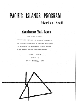 PACIFIC ISLANDS PROGRAM University of Hawaii