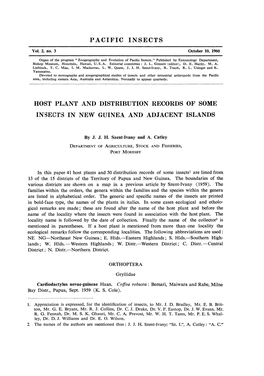 Pacific Insects Host Plant and Distribution Records Of