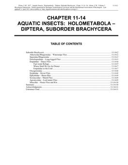 Volume 2, Chapter 11-14: Aquatic Insects: Holometabola-Diptera