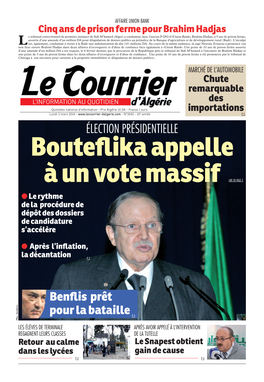 Le Courrier D'algérie Du Lundi 3 Mars 2014