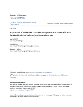 Implications of Nubian-Like Core Reduction Systems in Southern Africa for the Identification of Early Modern Human Dispersals