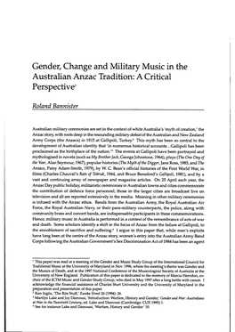 Gender, Change and Military Music in the Australian Anzac Tradition: a Critical