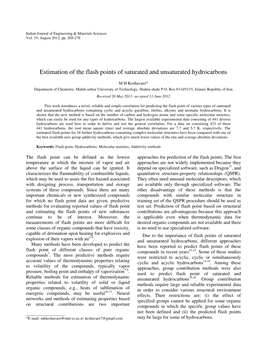 Estimation of the Flash Points of Saturated and Unsaturated Hydrocarbons