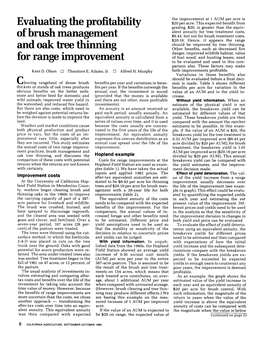 Evaluating the Profitability of Brush Management and Oak Tree Thinning for Range Improvement