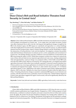 Does China's Belt and Road Initiative Threaten Food Security In