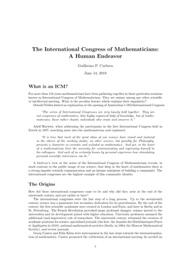 The International Congress of Mathematicians: a Human Endeavor