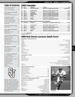 2009 Schedule 2009 Red Storm Lacrosse Quick Facts