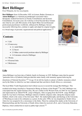 Bert Hellinger - Wikipedia, the Free Encyclopedia 13.07.14 18:16 Bert Hellinger from Wikipedia, the Free Encyclopedia