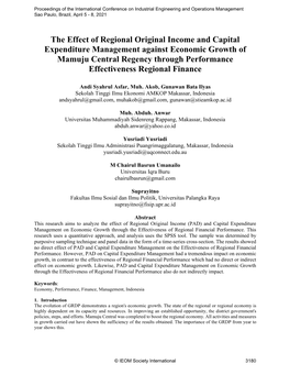 The Effect of Regional Original Income and Capital Expenditure