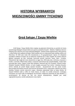 Historia Wybranych Miejscowości Gminy Tychowo