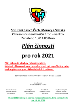 Plán Činnosti Pro Rok 2021